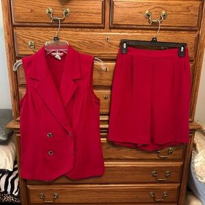 2 Piece Red Women’s Vest Suit